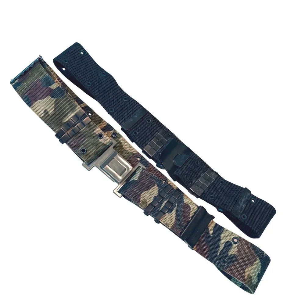 Men's Military Style Webbed Belt with Quick Release Buckle Camo‎ Black